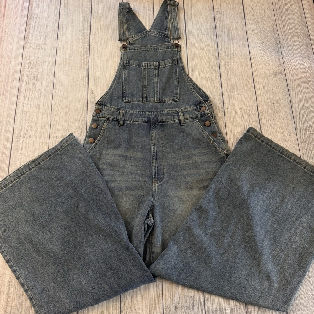 Oliver Logan Wide Leg Denim Overalls Women's Medium Blue Bib Jeans Medium